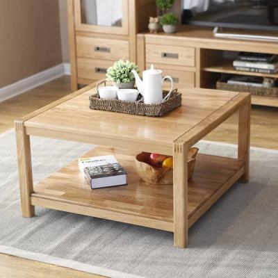 China Shandong Modern Factory Furniture Solid Wood Square Living Natural Luxury Wooden Coffee Tables for sale