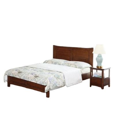 China Factory supply comfortable high quality china special discount brown solid wood double bed for bedroom wooden furniture for sale