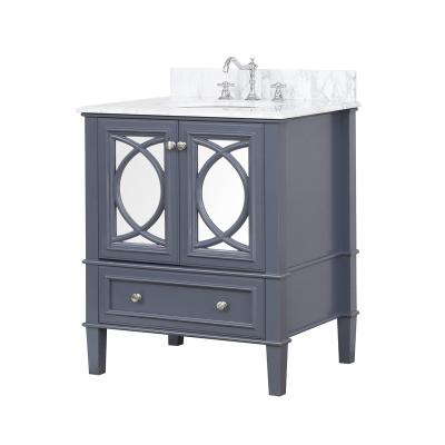 China Beautiful And Functional 2021 New Design Gray 30 Inch Modern Solid Wood Style Bathroom Vanity for sale