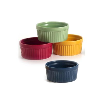 China Ceramic Bakeware Souffle Dish Ramekin and Creme Brulee Dish Cup Porcelain Baking Ice Cream DC1058 for sale