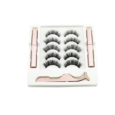 China Natural Soft Eyelash Factory Wholesale Cruelty Free 5 Pairs 3d Fluffy Tapered Soft Magnetic False Eyelash Set for sale