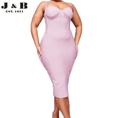 China Best price hot sale plus size plus size purple bandage cut underbust Midi strappy dress, ladies plus size dress, women plus size dress for sale