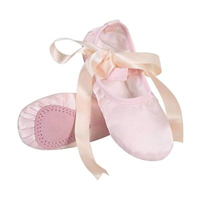 China Top Quality Professional Dancer Shoes High Quality Dance Shoes Split Sole With Ribbon Satin Toe Ballet Dance Shoes For Girls And Boys for sale