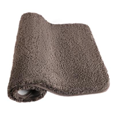 China Microfiber Washable Washable Bathroom Mat Rugs Soft Fluffy Brown Non-Slip Bath Covers for sale