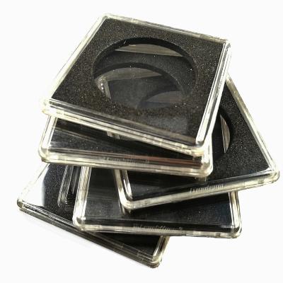 China Customized Single Square PC Plastic Acrylic Coin Capsules With Black Insert for sale