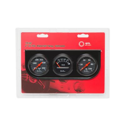 China Triple Gauge Voltmeter Oil Temperature Gauge Oil Pressure Meter Kit In Car 2 Inch for sale