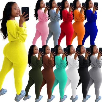 China 2020 Breathable Two Piece Sportswear Women Long Sleeve Top And Pant Set Winter 2 Piece Sets For Women for sale