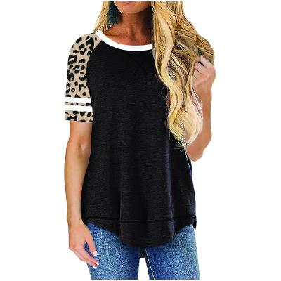 China 2020 QUICK DRY Summer Hot Selling Short Sleeve Round Neck T-shirt Plus Size Leopard Print Top Tee Graphic Women for sale