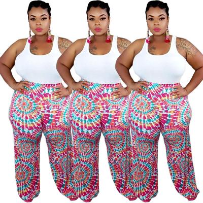 China New Arrival 2021 Viable Wholesale Plus Size Ethnic Printed Wide Leg Pants Women Jeans Leg Pants for sale