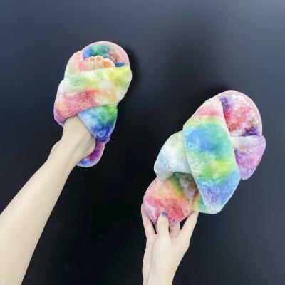 China Fashion warm sandals\comfortable\durable female home bottom winter fur slippers new slides popular slippers fashion cotton slides slippers for sale