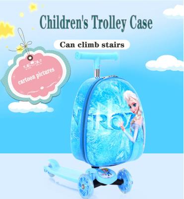 China High Quality Kids Scooter Children's Trolley Two Case In One Pedal With Drawbar ABS+PC Suitcase for sale