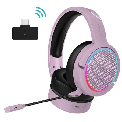 China 2.4ghz Pink Wireless Gaming Headset For PC Cord Length 2.2M Audio Jack USB for sale