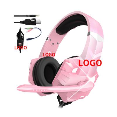 China 7.1 Auscultadores para jogos com fio de cor rosa estéreo com microfone Para telefones celulares PS4 à venda