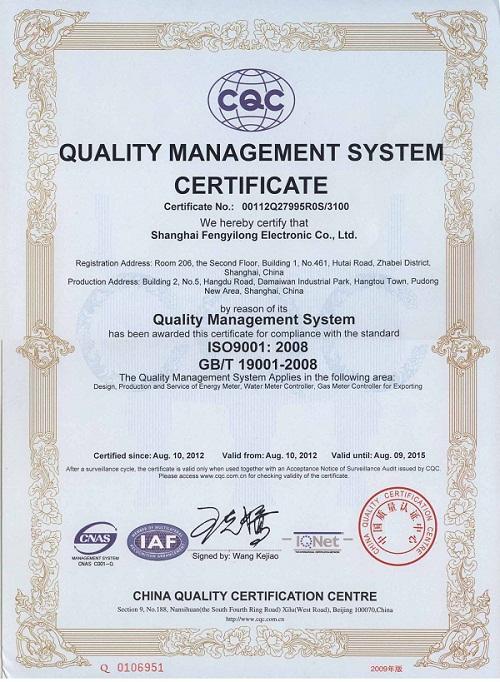 ISO9001 - Shanghai Fengyilong Electronic Co., Ltd.