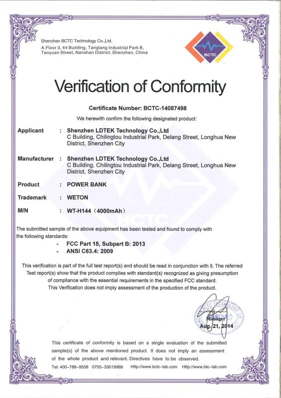 FCC Certificate - Shenzhen LDTEK Technology Co., Ltd.