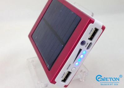 China 10000 mAh Red Portable Solar Power Bank , solar powered cell phone charger With Torch for sale