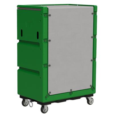 China Durable High Quality Plastic Hospital 1200L Hotel Laundry Truck Trolley Tall Cage Trolley With Wheel for sale