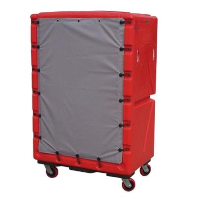 China Rotomold Industrial Durable Plastic Large Dry Laundry HDPE Towel Trolley Cart With 900L for sale