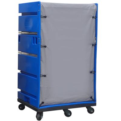 China High Quality Industrial Plastic Hotel Laundry Storage 850L Hospital Cage Canvas Cart for sale