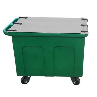 China 110L Environmental Plastic Wet And Dry Rectangular Laundry Hotel Industri Tub Cart With Cover for sale