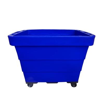 China Durable HDPE Commercial Plastic Laundry Hotel 400L Cube Cart Rectangular Canvas Cart for sale