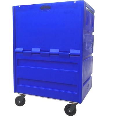 China 760L RotoMolding Industrial Plastic Laundry Garment RotoMolding Canvas Cart For Hospital Hotel for sale