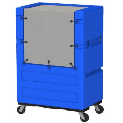 China Durable Hotel 1070L Hospital Commercial Plastic Laundry Cart Cage Canvas Cart With Wheels for sale