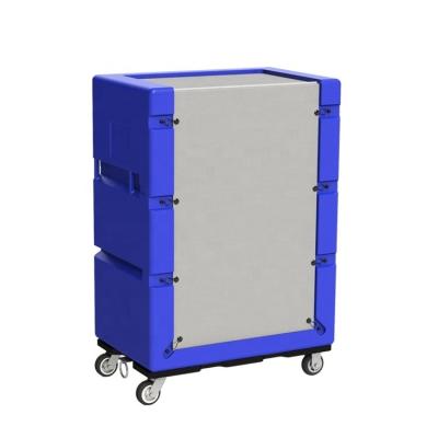 China Durable 1070L Hotel Hospital HDPE Plastic Large Laundry Cage Bulk Clean Linen Cart for sale