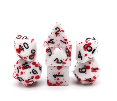 China HS Acrylic Dies Funny Halloween Dungeons and Dragons Splatter Bloodstain RPG 7pcs DND Polyhedral Acrylic Dies for sale