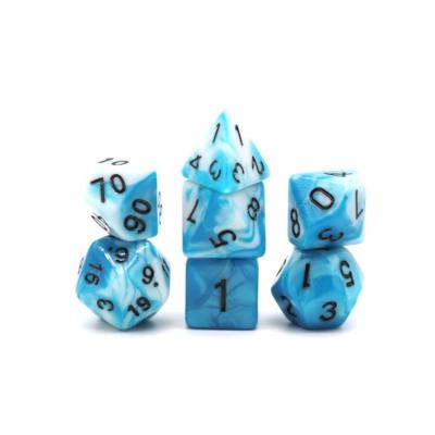 China HS Acrylic Dice Polyhedral Double Color DnD Mixed Color 7pcs/Set Dies for RPG Dungeons and Dragons Board Games for sale