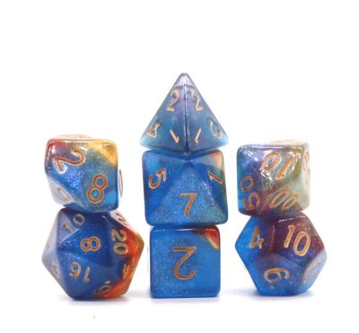 China Custom Acrylic DND DND 7 Dice PC DND Games HS Dice Galaxy Glitter Dice Set D20 for sale