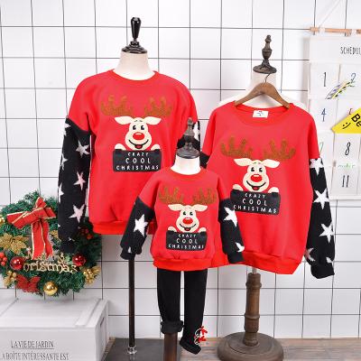 China Custom Christmas QUICK DRY Elk Loose Wool Lamp Hoodies Women Costume Mommy and Me Kids Crewneck Sweatshirt for sale