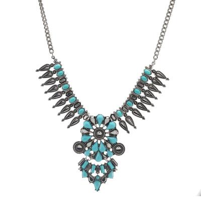 China Wholesale Ladies Girl Retro Vintage Jewelry Bohemian Turquoise Geometry Women Butterfly Necklace Chain for sale