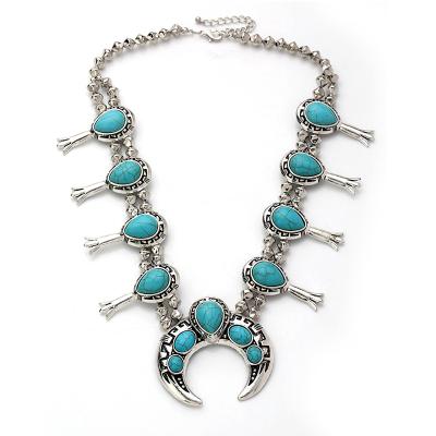 China BOHEMIA Fashion Women Kids Babies Horn Alloy Turquoise Stone Necklace for sale