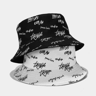 China Fashion Summer Casual Reversible Bucket Hat Women English Letters Print Cotton Sun Bob Gorro Pescador Hat for sale