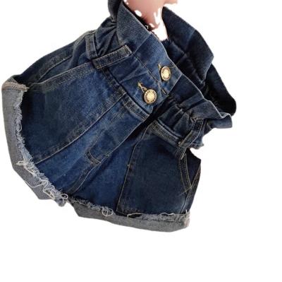 China Color Fade Proof Children's Denim Shorts 2021 Spring and Flower Bud Denim Bloomers New Girls Summer High Waist All-match Foreign Style for sale