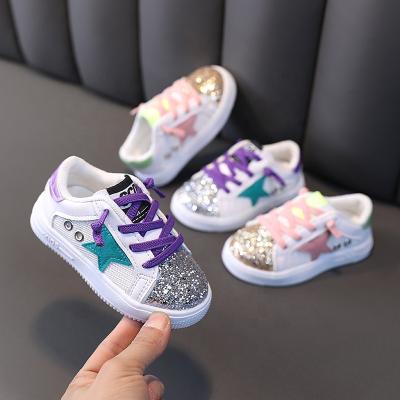 China Other 2022 Fashion Sneakers Spring Children Girl Glitter Stars Toddler Baby Breathable Sports Shoes for sale