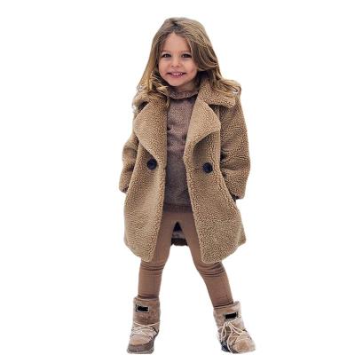 China Wholesale Toddler Warm Faux Fur Jacket Overcoat Lapel Lapel Girl Children Clothing Anti-wrinkle Winter Loose Coats for sale