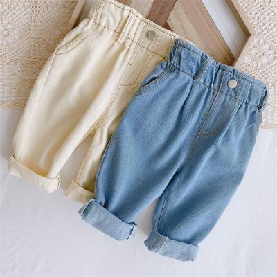 China Breathable Custom Clothes 0-3t Wear Toddler Baby Boy Denim Fabric Jeans Soft Kids High Waist PP Pants for sale