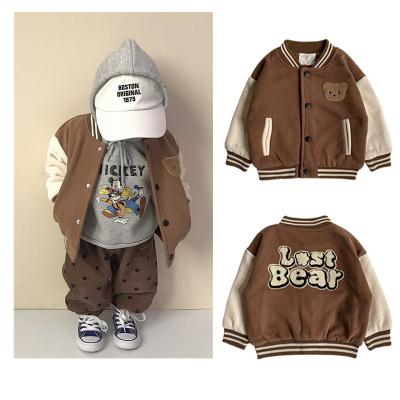 China Baby Boy Clothes Winter Long Sleeve Anti-wrinkle Fashion Bear 1-5t Crewneck Warm Coat Cute Infant Baseball Jackets for sale