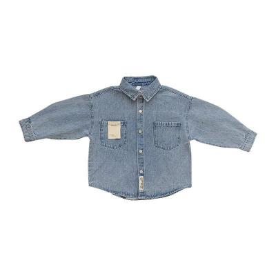 China Color Fade Proof Fashion Blue Children Boys Denim Shirt Loose Coat Toddler Baby Jeans Jackets for sale