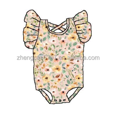 China 2022 Milk Toddler Floral Romper Sleeveless Spring Leotard Little Girl Baby Overalls Custom No Back Wholesale Ruffle Silk for sale