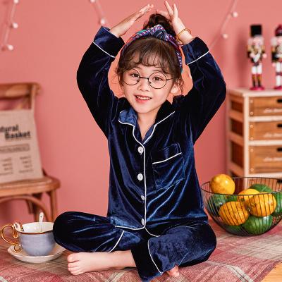 China Wholesale QUICK DRY Wholesale Velvet Kids Girl Pajamas Long Sleeves Turn Down Collar With Pocket Kids Boy Sleepwear Outfits for sale