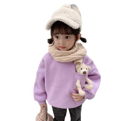 China Breathable Hot Sale Autumn Winter Warm Boys Baby Girls Back Sweatshirt Kids Candy Color Plush Pullover Tops for sale