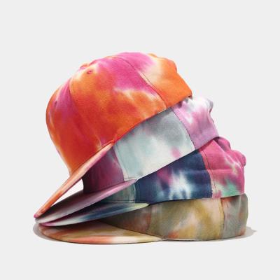 China COMMON Fashionable Tie Dye Flat Brim Snapback Mask Adjustable Hip Hop Snap BackBaseball Hat for sale