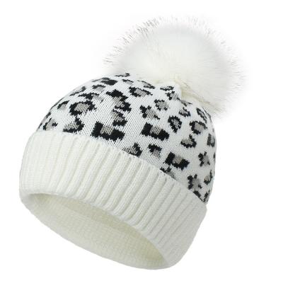 China COMMON Women Knit Beanie Chunky Baggy Hat Slouchy With Faux Fur Pompom Soft Warm Winter Ski Hat for sale