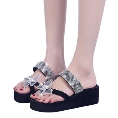 China Fashion Trend Ladies summer rhinestone butterfly platform shoes open toe slippers women fashion sandals for sale