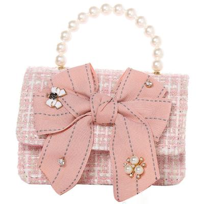 China High Quality Little Girls Handbags Kids Cross - Bowknot Mini Shoulder Glitter Cute Small Clip Body Bag for sale