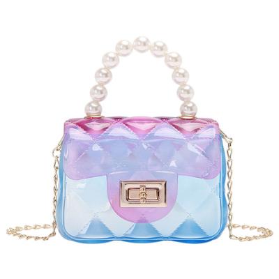 China High Quality Children's Portable Transparent PVC Mini Bags Women Pearl Jelly Bag Purse Small Girls Handbags for sale