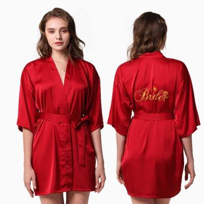 China QUICK DRY Luxury Ice Type Pajamas Onesie Women Silk Bridal Long Robe Gowns Satin Nightgown for sale